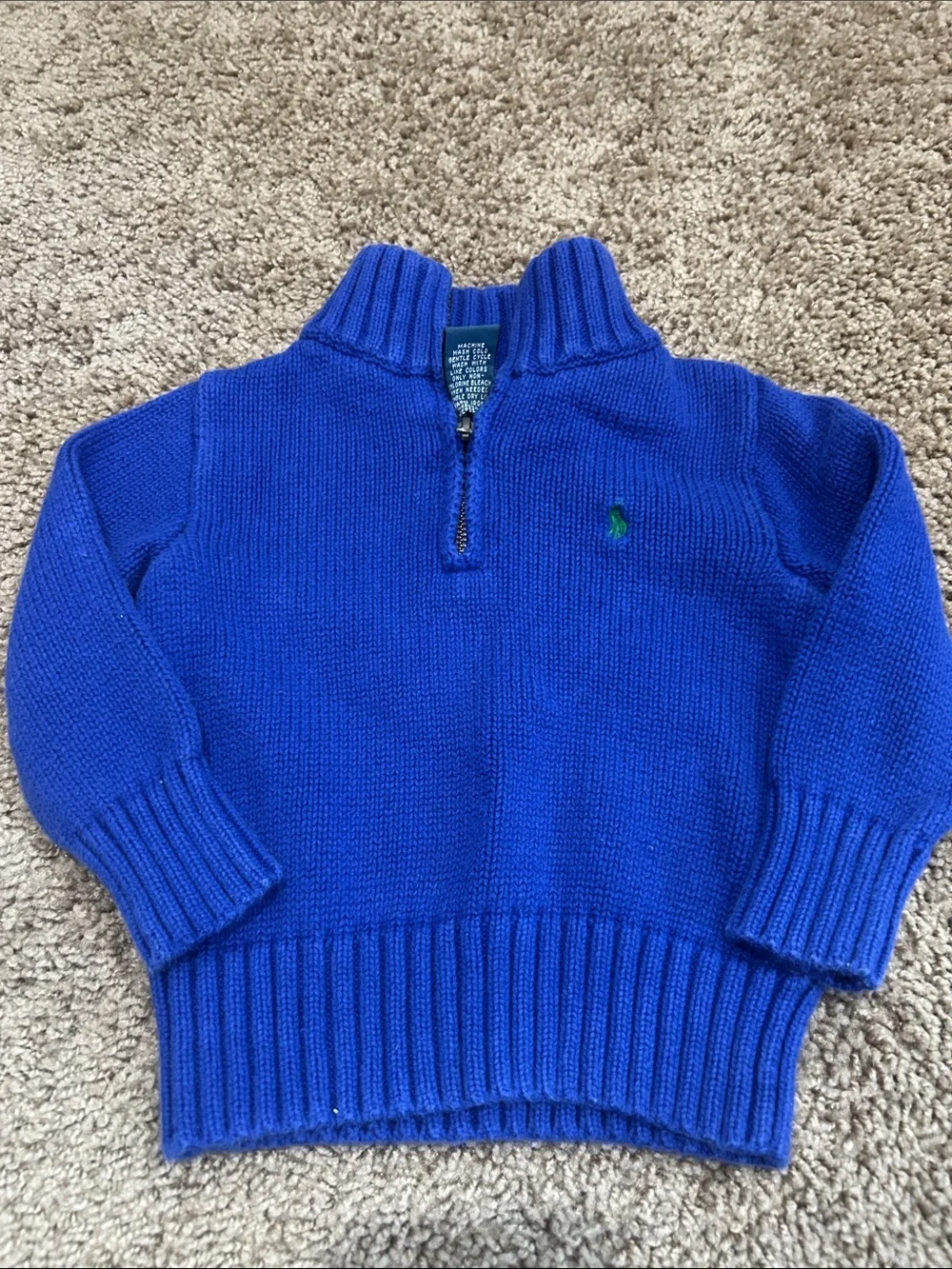 Ralph Lauren Kids Blue Knit Pullover with Green & Yellow Button-Downs